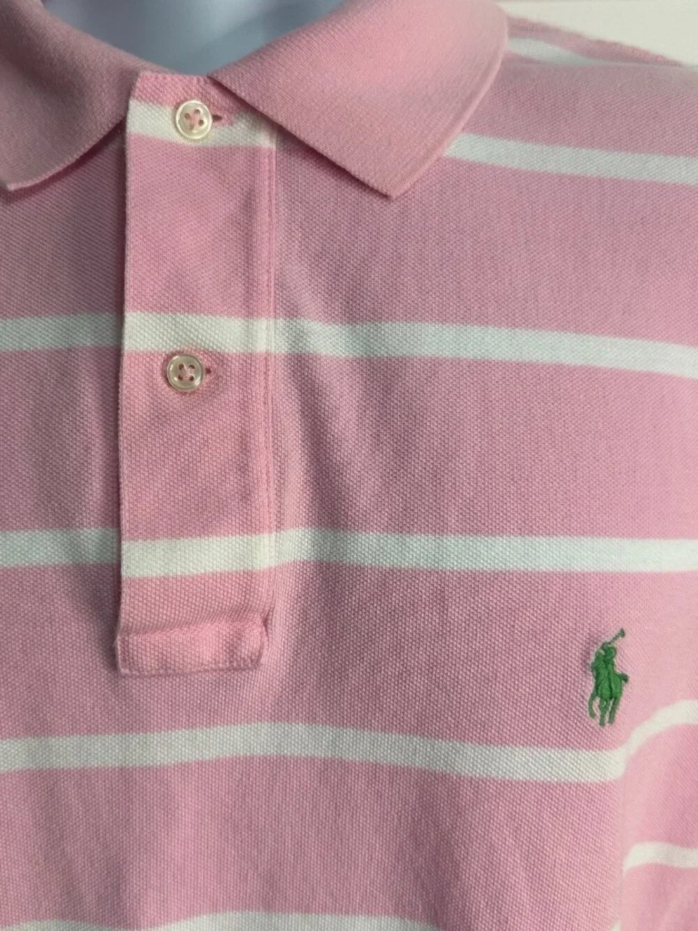 Polo Ralph Lauren Men's Pink and White Short Sleeve XL Polo Casual